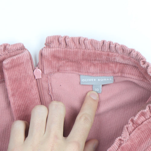 Oliver Bonas Womens Pink Corduroy Mini Skirt Size 10