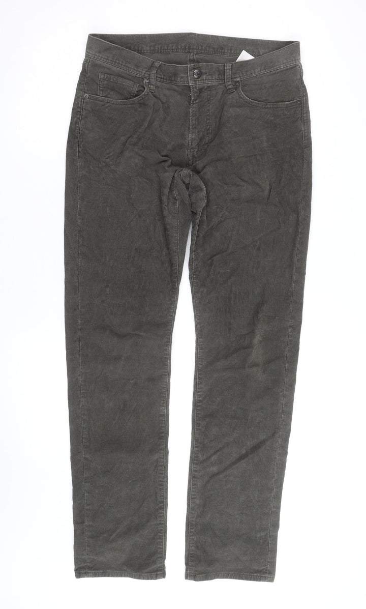 Uniqlo Men's Grey Corduroy Straight Jeans Size M Regular Fit