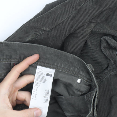 Uniqlo Men's Grey Corduroy Straight Jeans Size M Regular Fit