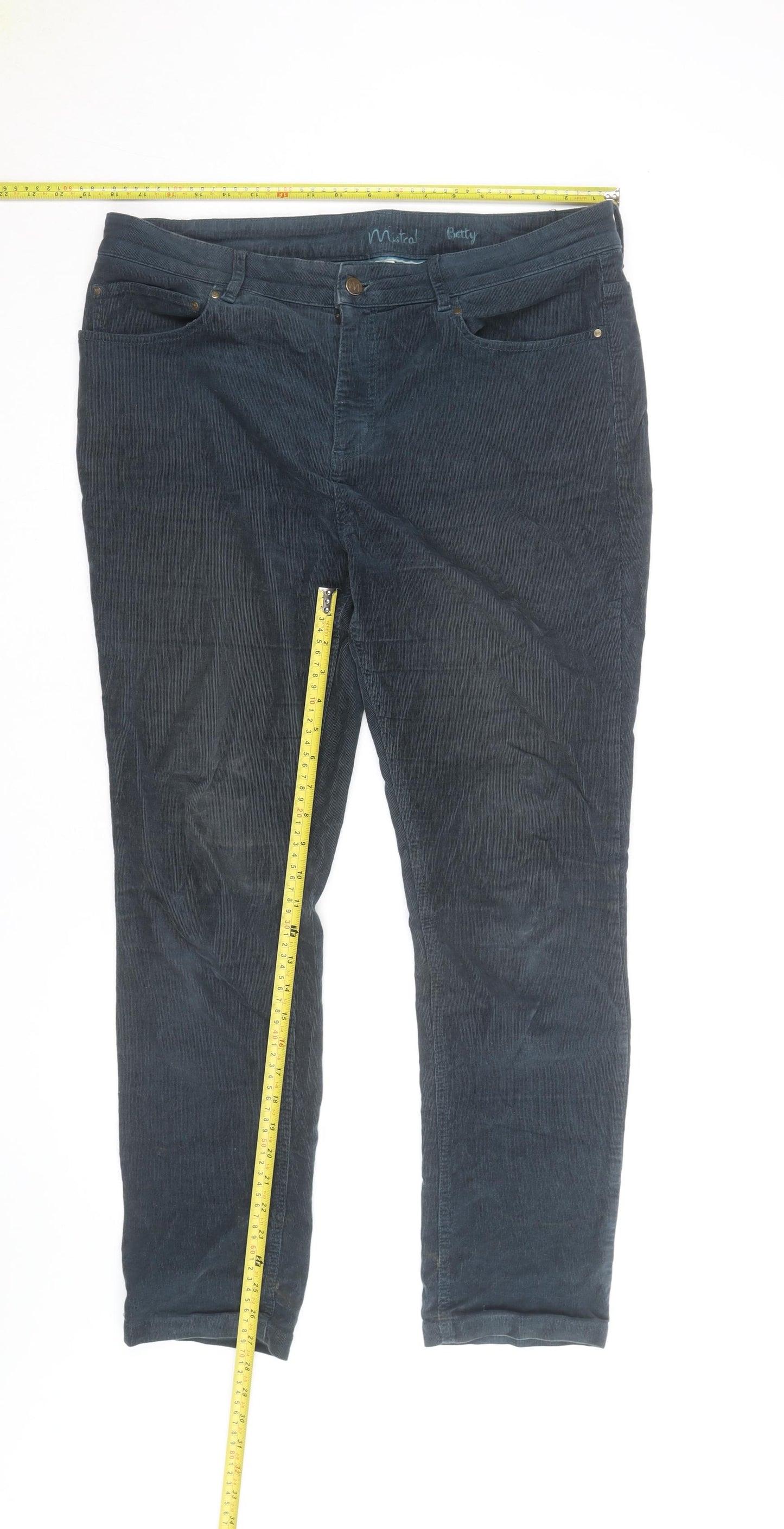 Mistral Women’s Blue Corduroy Straight Jeans Size 16