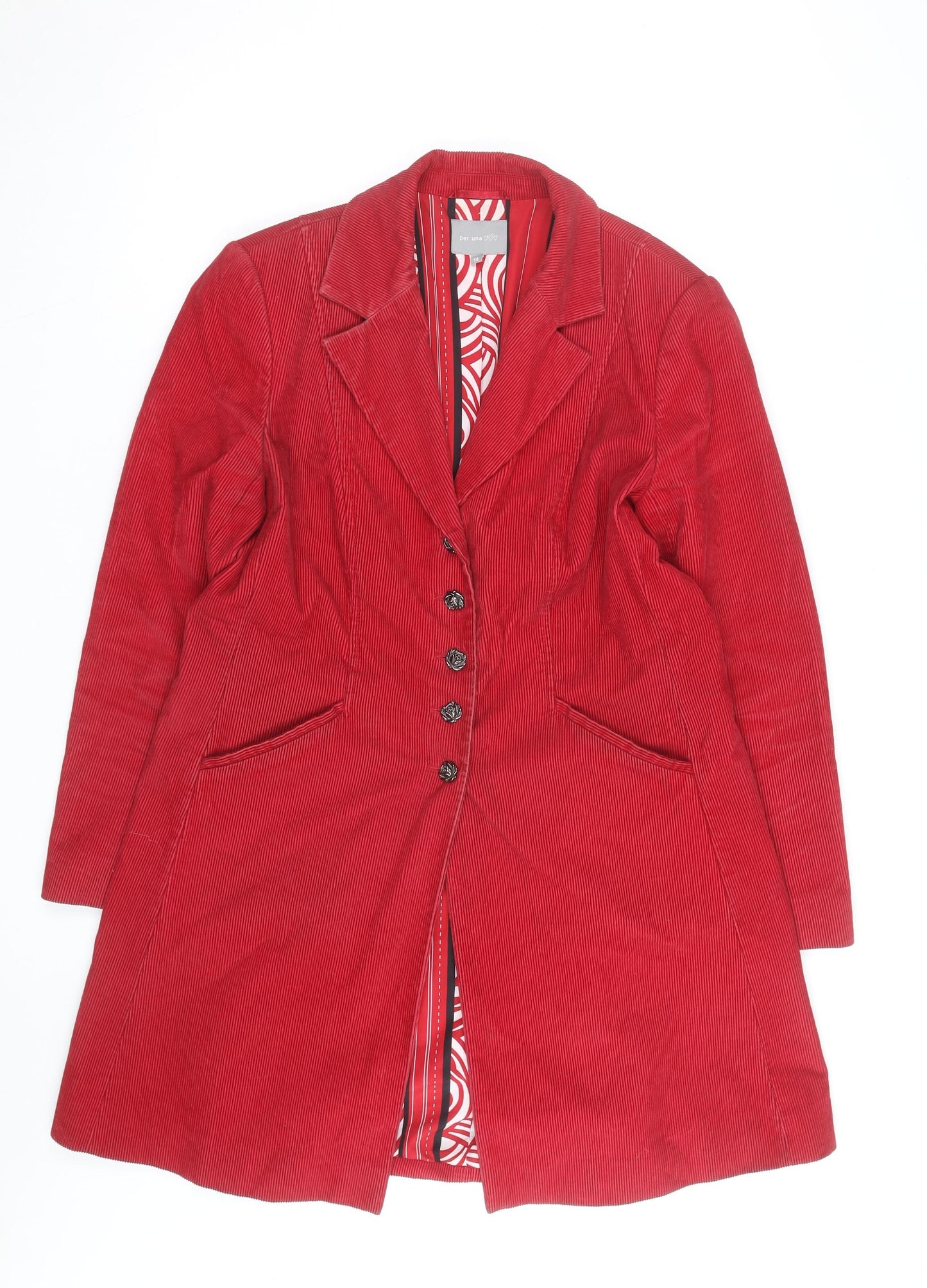 Marks and Spencer Per Una Red Corduroy Long Coat Women’s Size 14