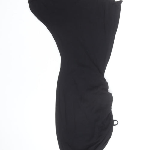 Wander Doll Women’s Black XS One Shoulder Ruched Bodycon Dress