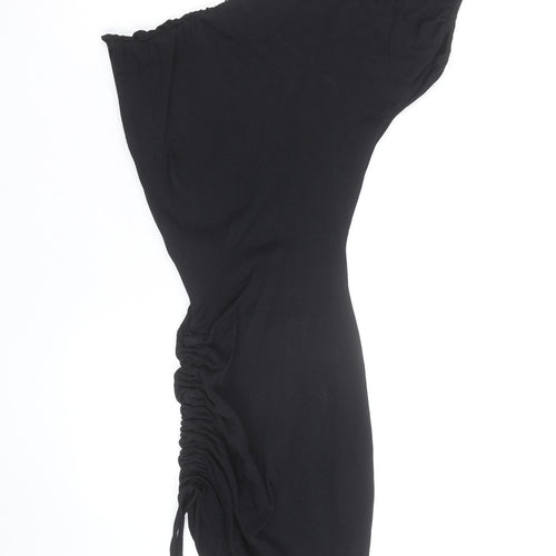 Wander Doll Women’s Black XS One Shoulder Ruched Bodycon Dress