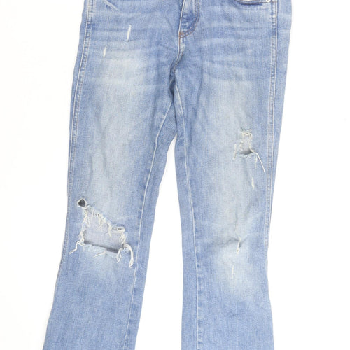 Tractr Women’s Blue Cropped Distressed Jeans Size 10