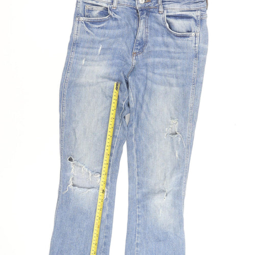 Tractr Women’s Blue Cropped Distressed Jeans Size 10