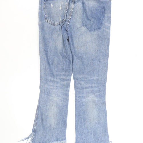 Tractr Women’s Blue Cropped Distressed Jeans Size 10