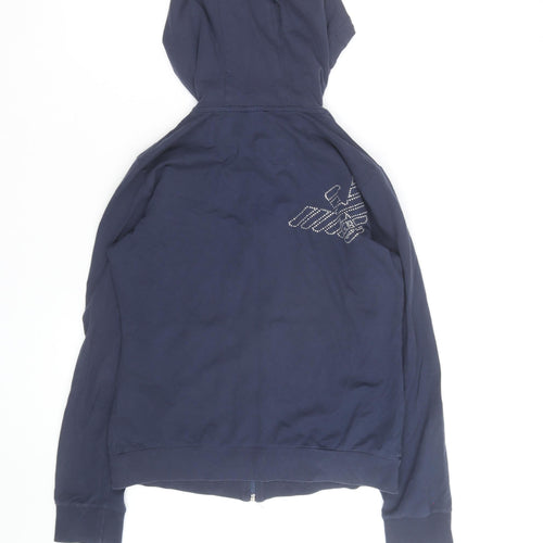 Emporio Armani EA7 Men's Blue Full Zip Hoodie Size M Rhinestone Logo