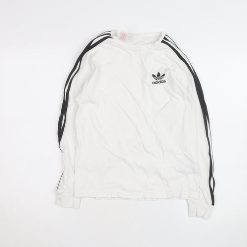 Adidas Boys White Long Sleeve T-Shirt 10-11 Years Sports Regular Fit