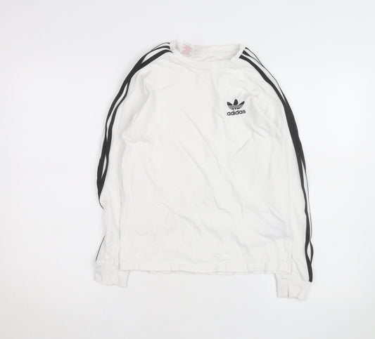 Adidas Boys White Long Sleeve T-Shirt 10-11 Years Sports Regular Fit