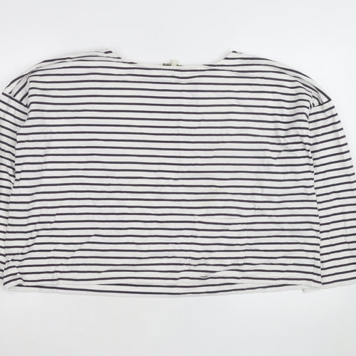 People Tree Women’s White Striped Organic Cotton Long Sleeve Top Size 16