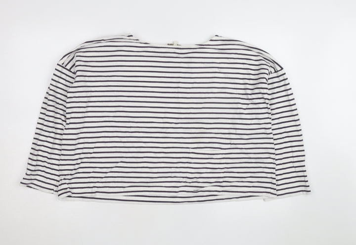 People Tree Women’s White Striped Organic Cotton Long Sleeve Top Size 16