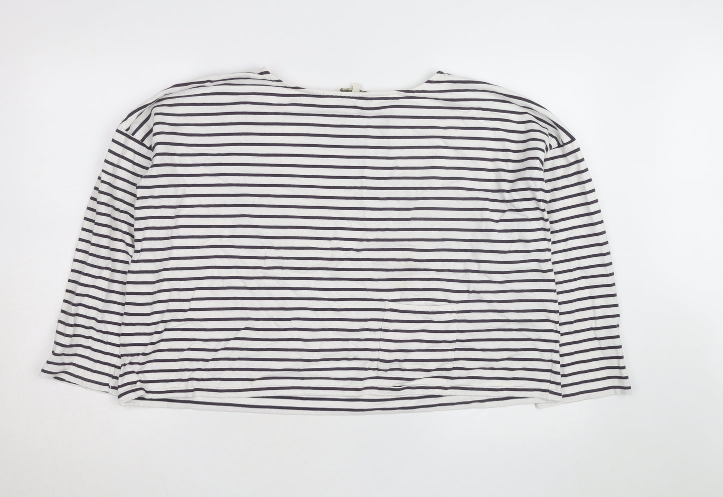 People Tree Women’s White Striped Organic Cotton Long Sleeve Top Size 16