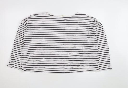 People Tree Women’s White Striped Organic Cotton Long Sleeve Top Size 16