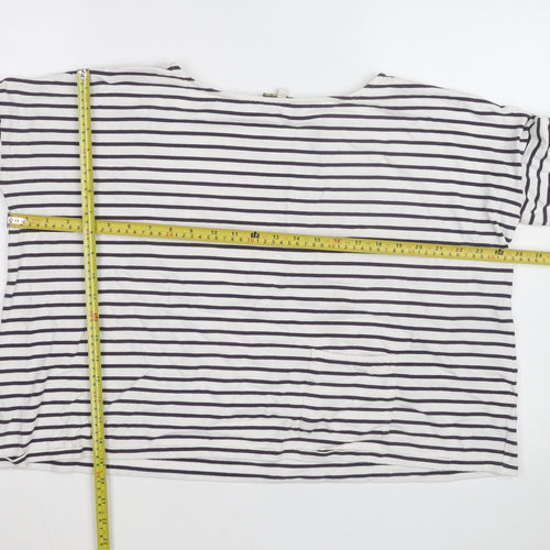 People Tree Women’s White Striped Organic Cotton Long Sleeve Top Size 16