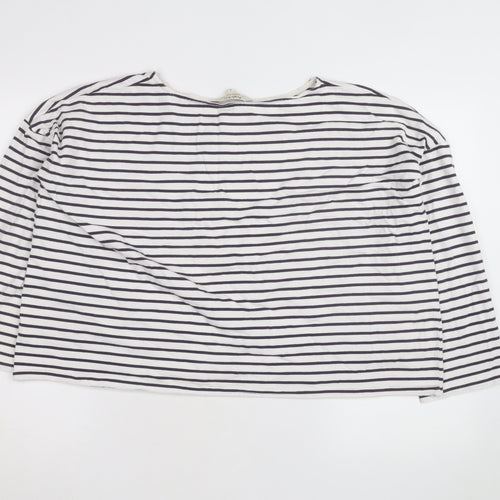 People Tree Women’s White Striped Organic Cotton Long Sleeve Top Size 16