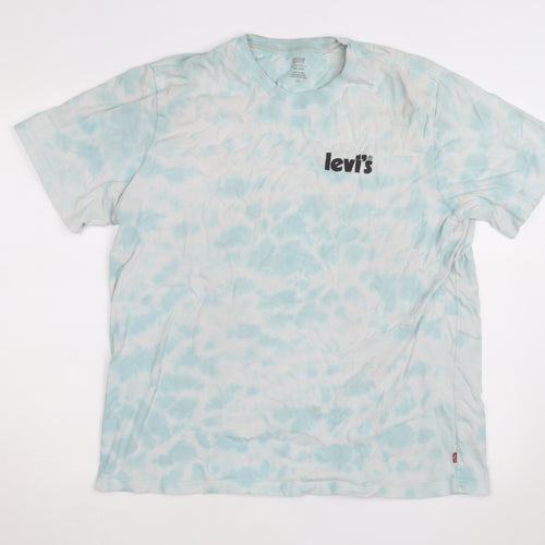 Levi's Men Blue Tie-Dye Relaxed Fit Cotton T-Shirt Size L