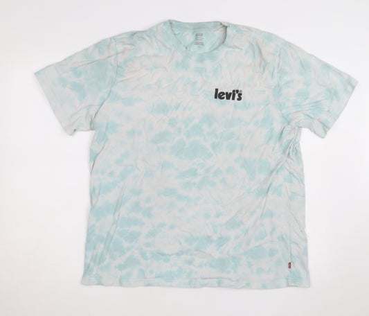 Levi's Men Blue Tie-Dye Relaxed Fit Cotton T-Shirt Size L