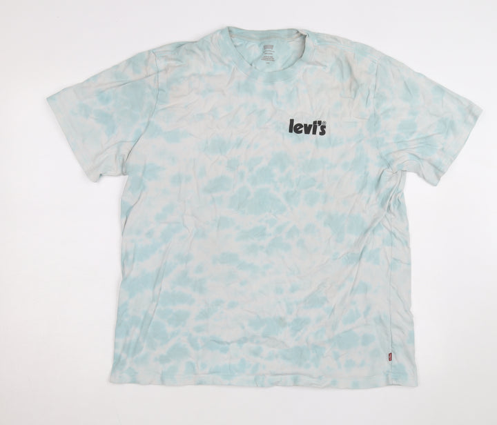 Levi's Men Blue Tie-Dye Relaxed Fit Cotton T-Shirt Size L