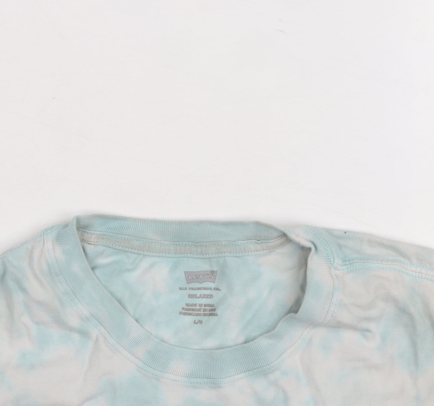 Levi's Men Blue Tie-Dye Relaxed Fit Cotton T-Shirt Size L