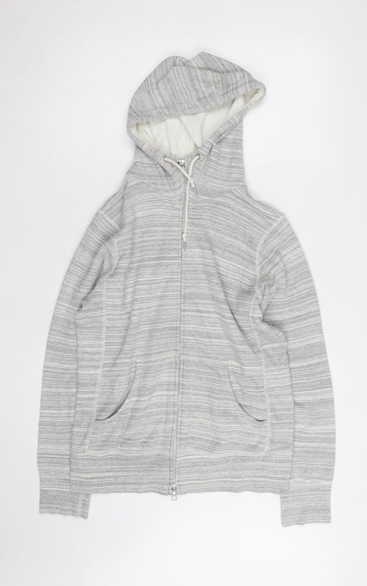 UNIQLO Men's Grey Full Zip Hoodie Size M Lightweight Cotton Blend