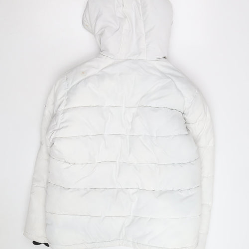 DKNY Jeans Boys White Hooded Puffer Jacket Size 10 Years Winter Coat