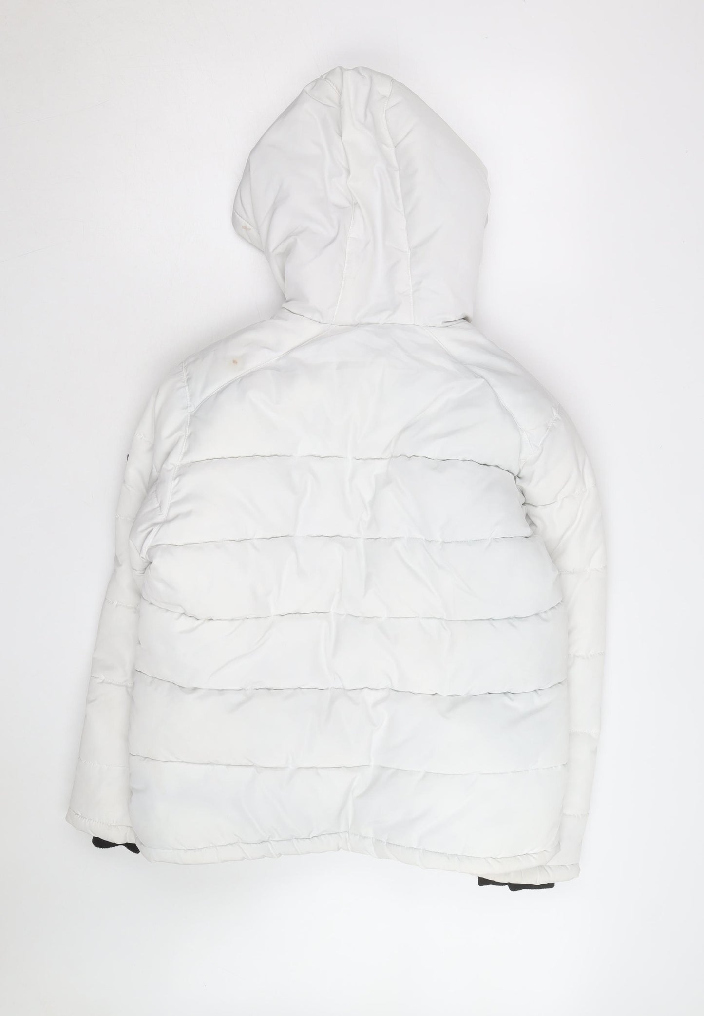 DKNY Jeans Boys White Hooded Puffer Jacket Size 10 Years Winter Coat