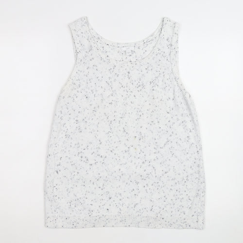 J. Jill Unisex White Sleeveless Knit Cotton Vest M