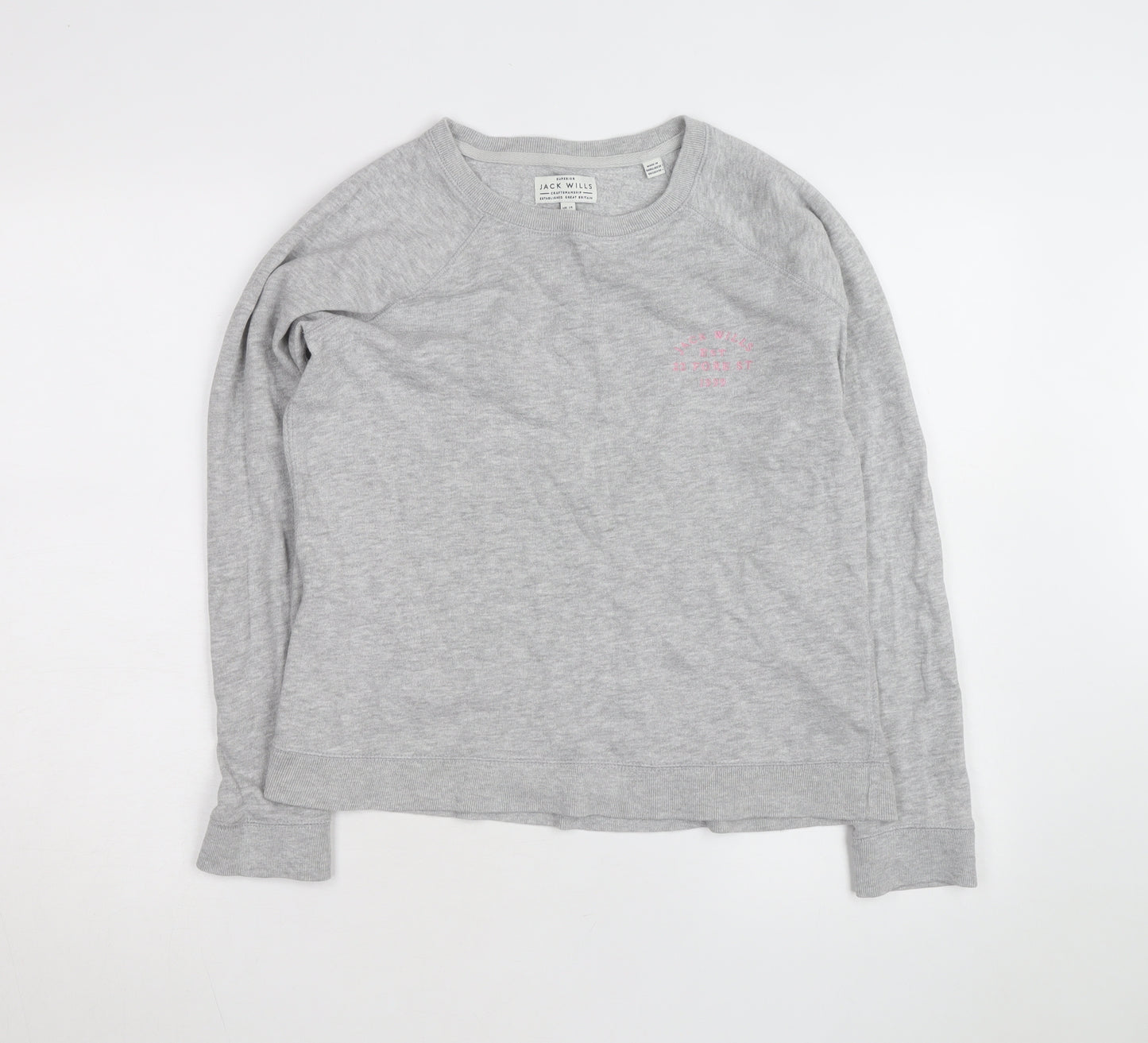 Jack Wills Women's Grey Crew Neck Sweatshirt Size 14