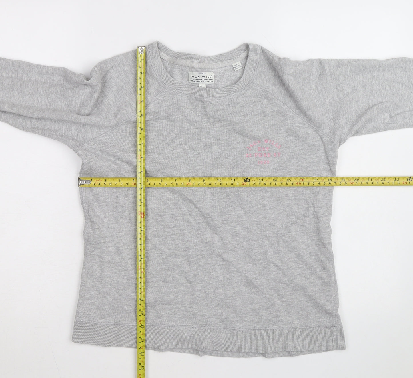 Jack Wills Women's Grey Crew Neck Sweatshirt Size 14