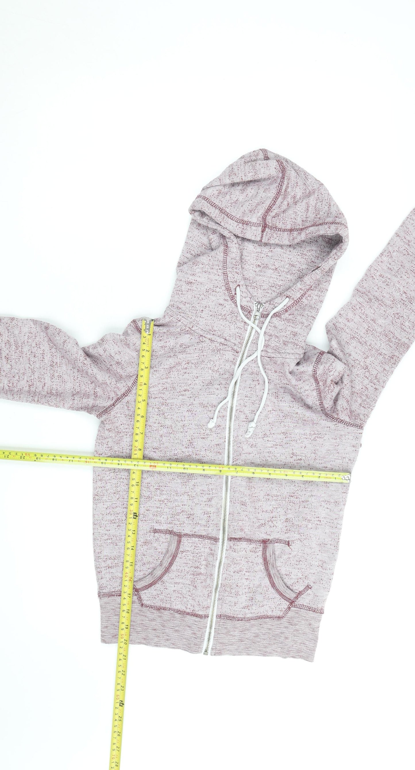 Brave Soul Men’s Pink Full Zip Hoodie XS Regular Fit