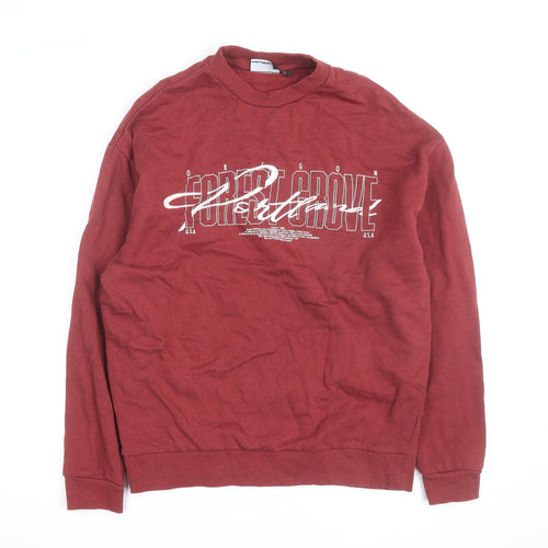 ASOS DESIGN Men's Red Graphic Pullover Sweatshirt XS Crew Neck