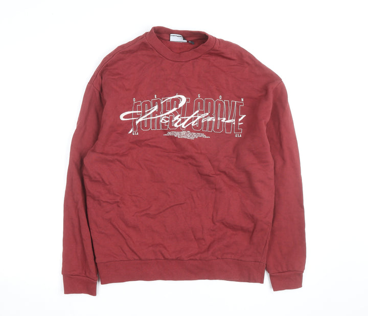 ASOS DESIGN Men's Red Graphic Pullover Sweatshirt XS Crew Neck