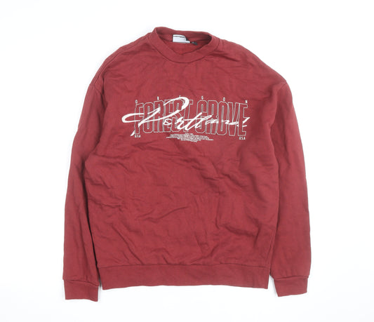 ASOS DESIGN Men's Red Graphic Pullover Sweatshirt XS Crew Neck
