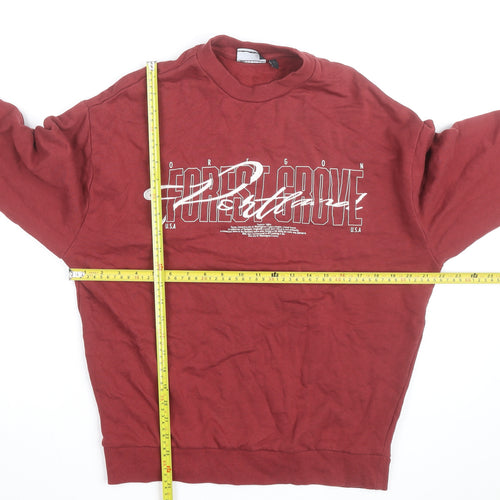 ASOS DESIGN Men's Red Graphic Pullover Sweatshirt XS Crew Neck