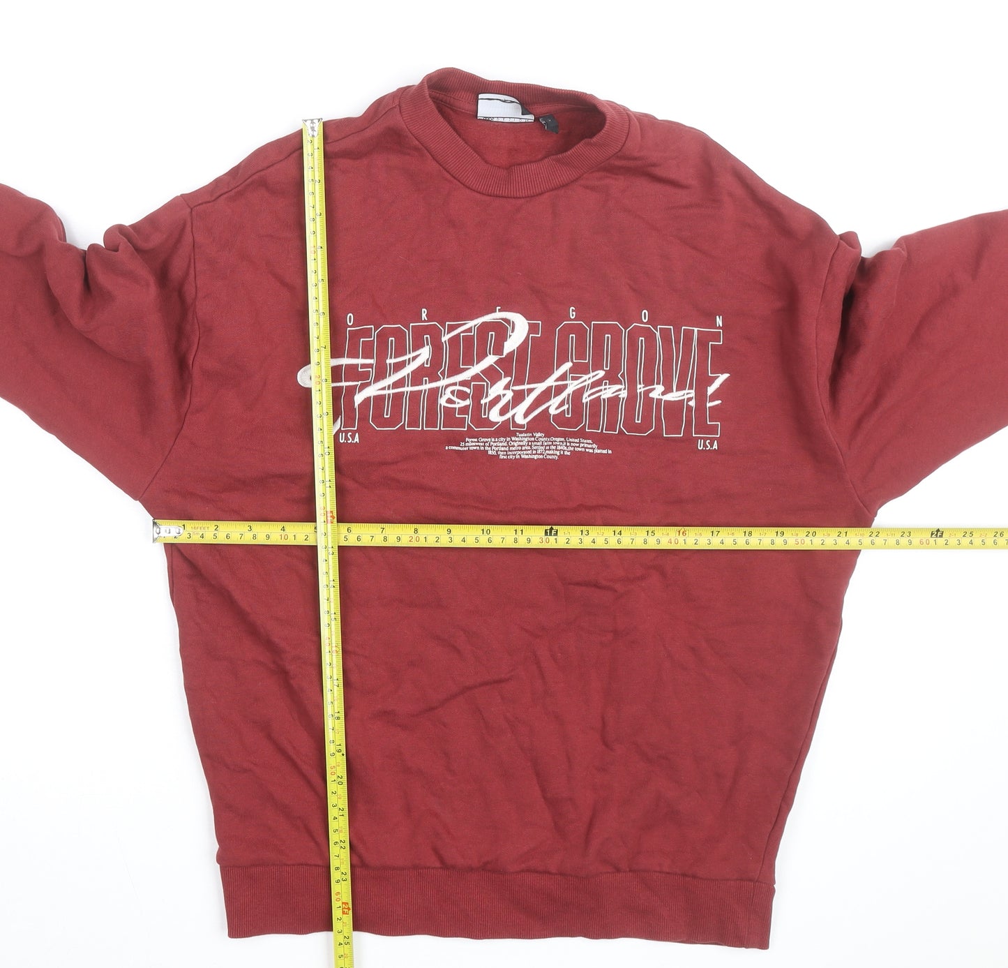 ASOS DESIGN Men's Red Graphic Pullover Sweatshirt XS Crew Neck