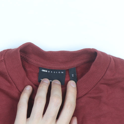 ASOS DESIGN Men's Red Graphic Pullover Sweatshirt XS Crew Neck
