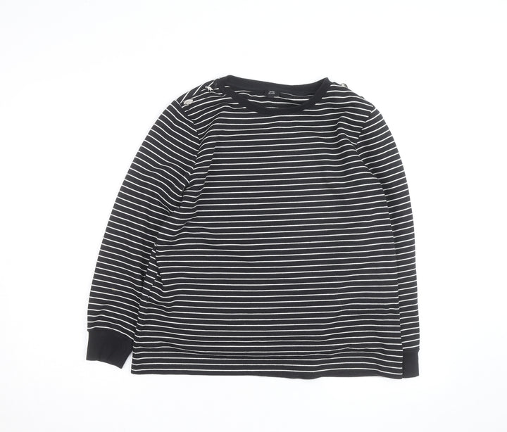 River Island Women's Black Striped Crew Neck Jumper Size M