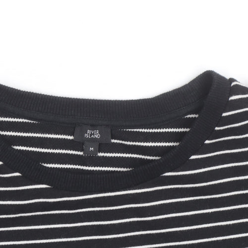 River Island Women's Black Striped Crew Neck Jumper Size M