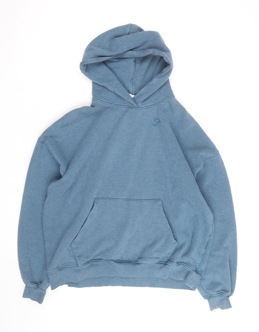 Gymshark Men's Blue Pullover Hoodie Size S Relaxed Fit Fleece