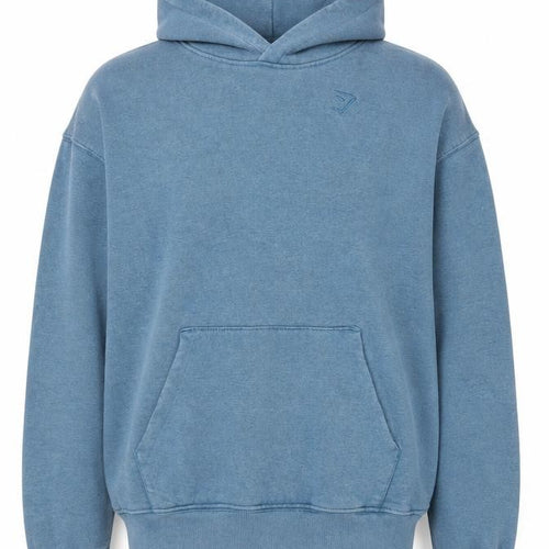 Gymshark Men's Blue Pullover Hoodie Size S Relaxed Fit Fleece