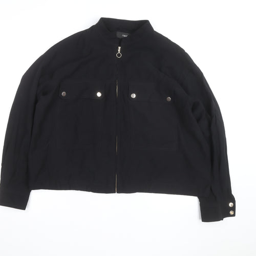 Next Women's Black Bomber Jacket Size 14 Lightweight Casual