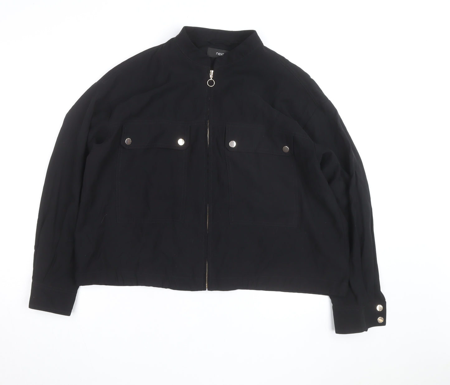 Next Women's Black Bomber Jacket Size 14 Lightweight Casual