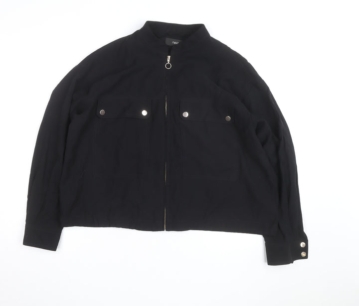 Next Women's Black Bomber Jacket Size 14 Lightweight Casual