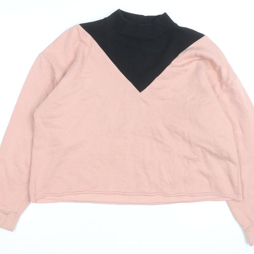 Zara Women Pink Black Colourblock Pullover Sweatshirt Size S