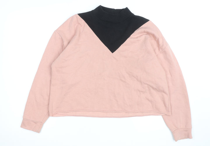 Zara Women Pink Black Colourblock Pullover Sweatshirt Size S