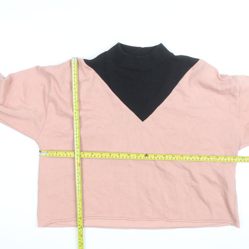 Zara Women Pink Black Colourblock Pullover Sweatshirt Size S