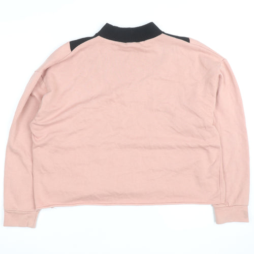 Zara Women Pink Black Colourblock Pullover Sweatshirt Size S