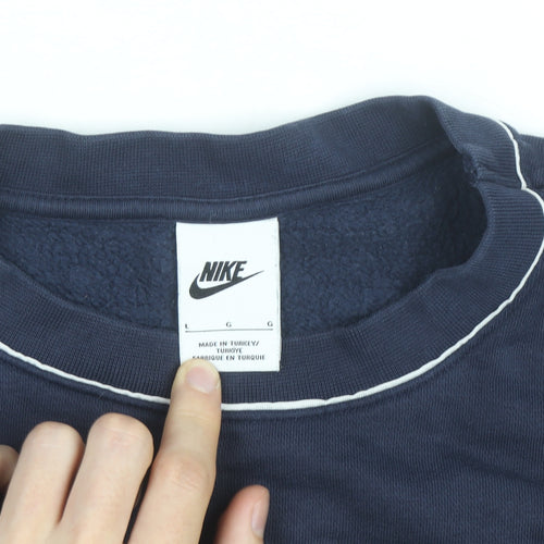 Nike Men's Blue L Pullover Sweatshirt Crew Neck Sports Fleece