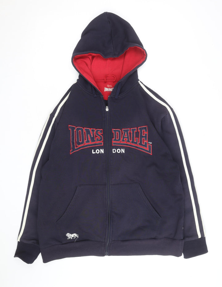 Lonsdale Men’s Blue Full Zip Hoodie Large Sports Fleece