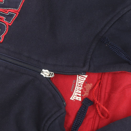 Lonsdale Men’s Blue Full Zip Hoodie Large Sports Fleece